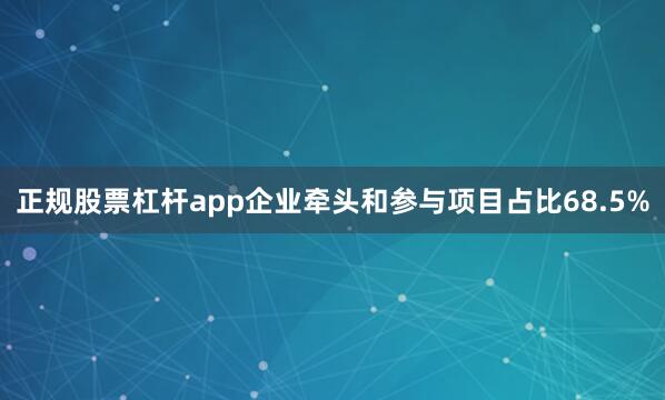 正规股票杠杆app企业牵头和参与项目占比68.5%